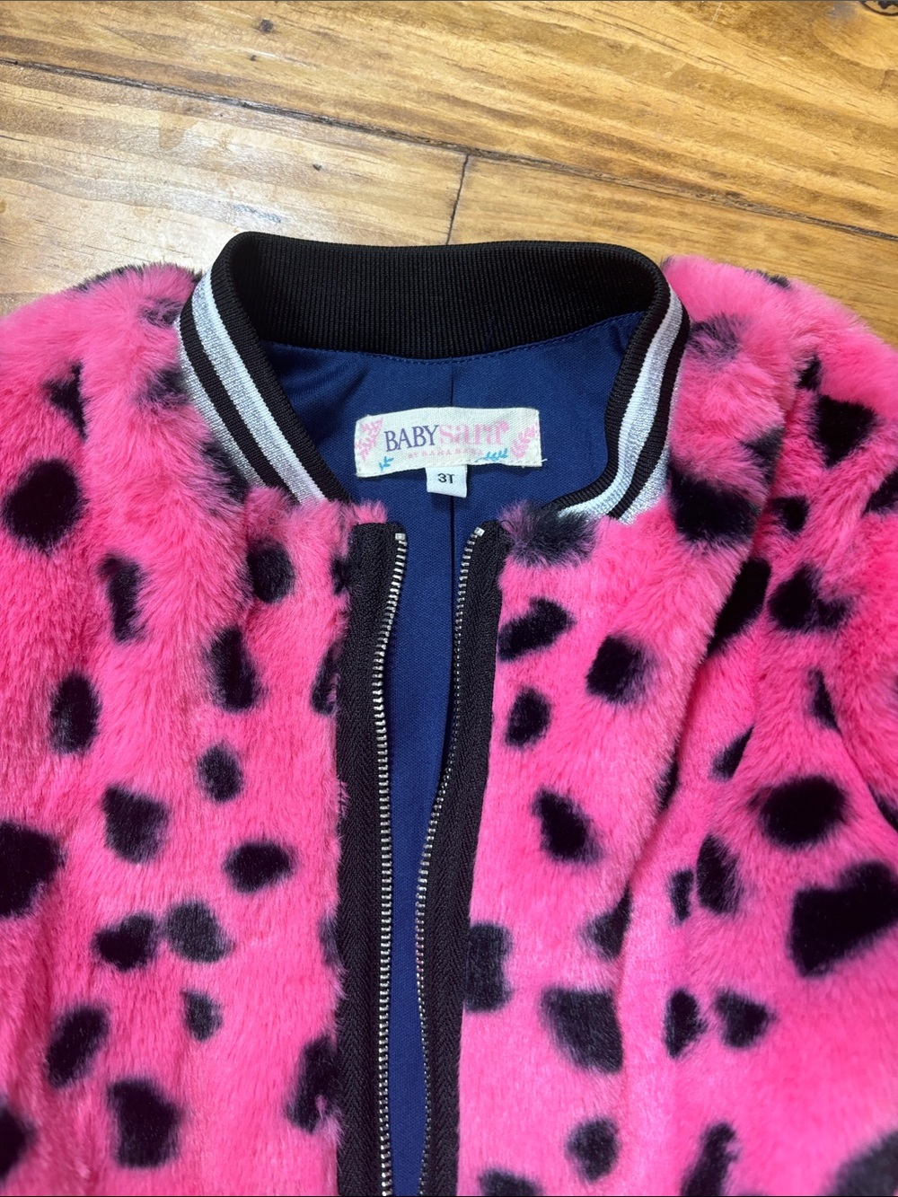 Baby Sara by Sara Sara Pink Faux Fur Zip Up Jacket Size 3T - Picture 2 of 4